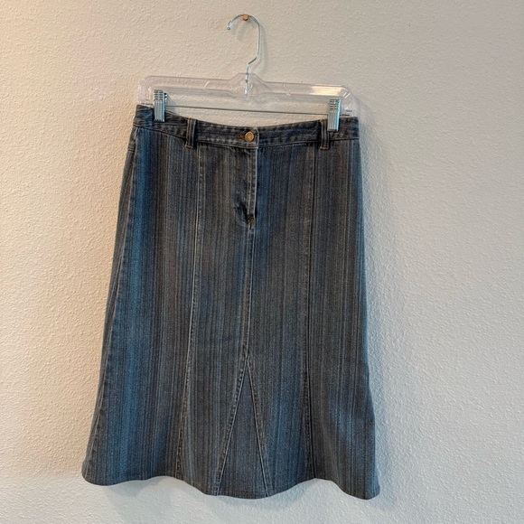 VINTAGE Laura Ashley Denim Skirt Size 6 Blue Flounce Hem Retro 90's Casual Boho - Picture 5 of 5